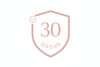 Create a premium 30-day money-back guarantee icon in a minimalist, elegant style with the exact color #FADBE1 . The icon should convey trust, security, and confidence for a luxury skincare website.
An elegant shield shape (protection/guarantee symbol)
Large "30" number in the center
Text "DAGAR" curved along bottom of shield
Small checkmark or seal element